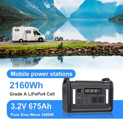 Trạm năng lượng mặt trời khẩn cấp ngoài trời 2400W pin lithium di động 2160WH